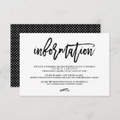 シックな手の教養がある結婚式の情報カード エンクロージャーカード (正面/裏面)