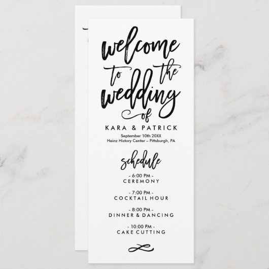 シックな手の教養がある結婚式スケジュールおよびプログラム プログラム (正面/裏面)