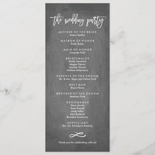 シックな手の教養がある結婚式スケジュールおよびプログラム プログラム (裏面)