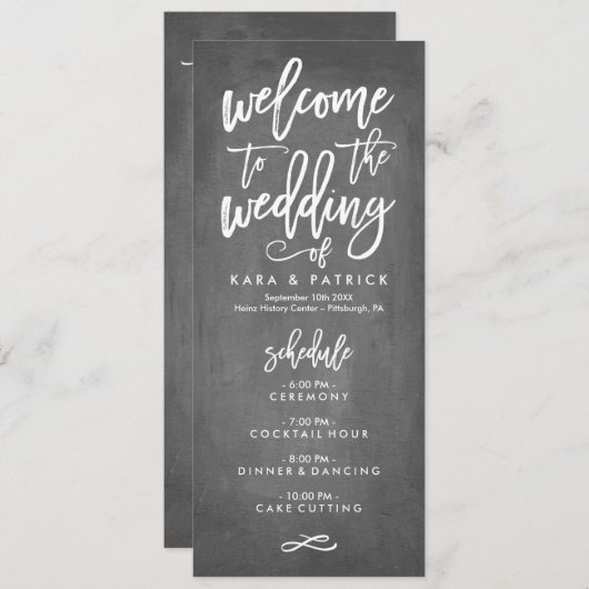 シックな手の教養がある結婚式スケジュールおよびプログラム プログラム (正面/裏面)