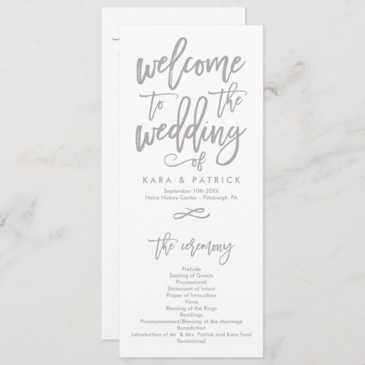 シックな手の教養がある結婚式プログラム プログラム (正面/裏面)