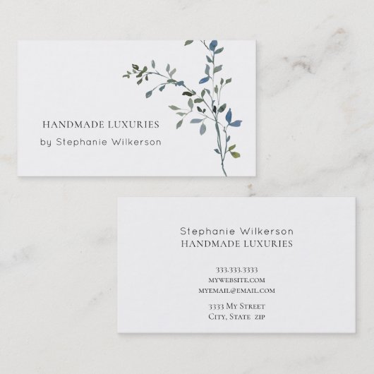 シックな手作りエレガントの緑の名刺 名刺 (正面/裏面)