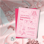 シックな手描きシャンパンガレンティーンズデイパーティー 招待状