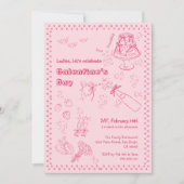 シックな手描きシャンパンガレンティーンズデイパーティー 招待状 (正面)