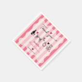 シックな手描きピンクストライプブライダルシャワー スタンダードカクテルナプキン (角)