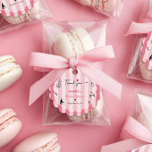 シックな手描きピンクストライプブライダルシャワー フェイバータグ