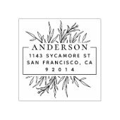 シックな手描きメドー葉ド差出人住所 ラバースタンプ (インプリント)