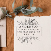 シックな手描きメドー葉ド差出人住所 ラバースタンプ