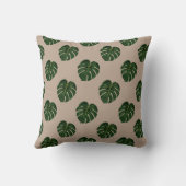 シックな手描きモンステラの葉と砂色 クッション (裏面)