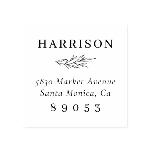 シックな手描き分岐ファミリ名差出人住所 ラバースタンプ (インプリント)