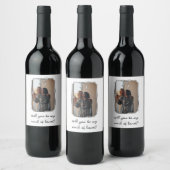 シックな手描き弓メイド・オブ・オーナー（花嫁付き添い人）提案写真 ワインラベル (ボトル)