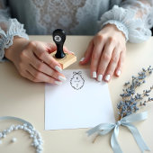 シックな手描き弓&リボンモノグラムクレスト ラバースタンプ