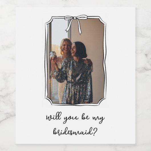 シックな手描き船首の花嫁の提案の写真 ワインラベル (シングルラベル)