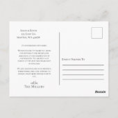 シックな手文字の写真結婚のサンキューカード ポストカード (裏面)