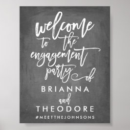 シックな手文字の婚約ウェルカムサイン ポスター