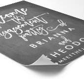 シックな手文字の婚約ウェルカムサイン ポスター (角)