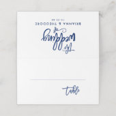 シックな手文字の海軍結婚の折り畳まれた護衛カード プレイスカード (外部開封)