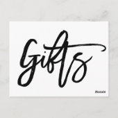 シックな手文字の結婚式のギフトサイン ポストカード (裏面)