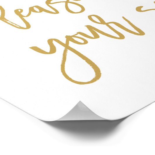 シックな手文字の金ゴールド結婚があなたの席を見つける ポスター (角)