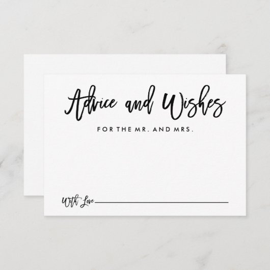 シックな手文字結婚のアドバイスとウィッシュズカード アドバイスカード (正面/裏面)