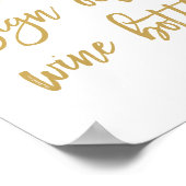 シックな手文字結婚のサインザートワインボトル ポスター (角)