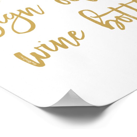 シックな手文字結婚のサインザートワインボトル ポスター (角)