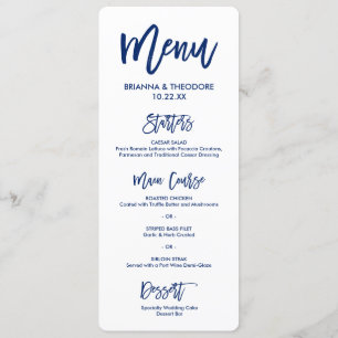 シックな手文字結婚のメニューNavy Blue メニュー