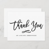 シックな手文字結婚の感謝フラットカード サンキューカード (正面/裏面)