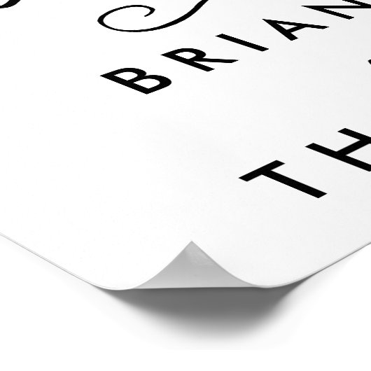 シックな手文字結婚の歓迎サイン ポスター (角)