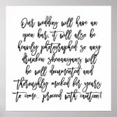 シックな手文字結婚の開いたバー注意標識 ポスター (正面)