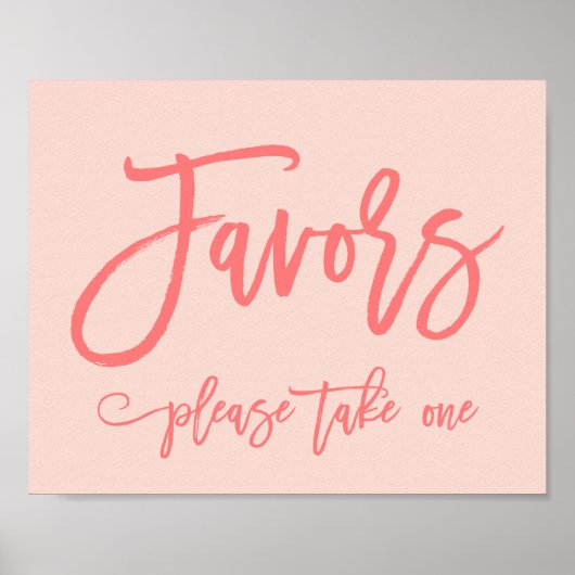 シックな手文字結婚式の引き出物サインコーラル ポスター (正面)