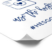 シックな手文字Ohスナップのハッシュタグサイン海軍 ポスター (角)