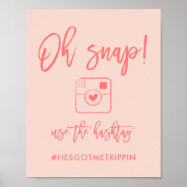 シックな手文字Ohスナップのハッシュタグサイン珊瑚 ポスター