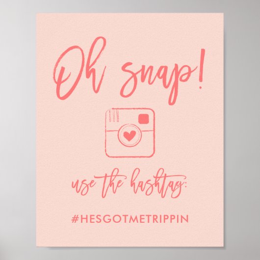 シックな手文字Ohスナップのハッシュタグサイン珊瑚 ポスター (正面)