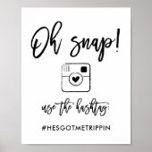 シックな手文字Ohスナップのハッシュタグ記号 ポスター (正面)