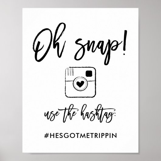 シックな手文字Ohスナップのハッシュタグ記号 ポスター (正面)