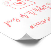 シックな手文字Ohスナップ写真ハッシュタグコーラル ポスター (角)