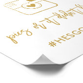 シックな手文字Ohスナップ写真ハッシュタグ金ゴールド ポスター (角)