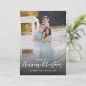 シックな手書きのメリークリスマスの垂直方向の写真 招待状 (スタンド正面)