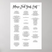 シックな手書きアルファベットの座席表 ポスター (正面)