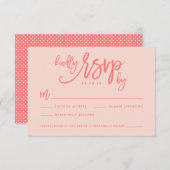 シックな手書きウェディングRSVPカード |コーラル 出欠カード (正面/裏面)