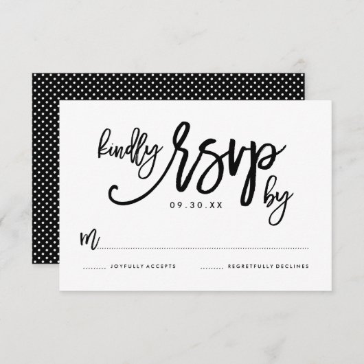 シックな手書きウェディングRSVPカード 出欠カード (正面/裏面)