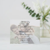 シックな手書きカップルの写真結婚式招待状 (スタンド正面)