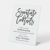 シックな手書きシグネチャーカクテルメニューブラック 台座サイン (正面)