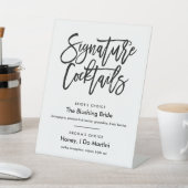 シックな手書きシグネチャーカクテルメニューブラック 台座サイン (インサイチュ)