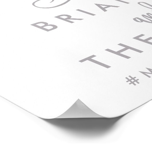 シックな手書きシルバ結婚ーの歓迎サイン ポスター (角)