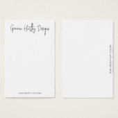 シックな手書きスクリプトイヤリングディスプレイカード (正面&裏面)