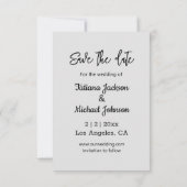 シックな手書きスノーフレークの冬の写真結婚。 セーブザデート (裏面)