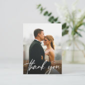 シックな手書きフォトウェディングありがとう ポストカード (スタンド正面)