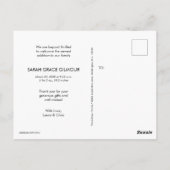 シックな手書きベビーガールフォト誕生ありがとう ポストカード (裏面)